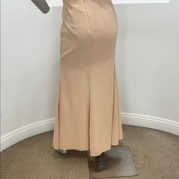 BARIANO Australia  Corine Drape Sleeve Plunged V-neck Peach Maxi Gown Size 2 - Picture 9 of 13